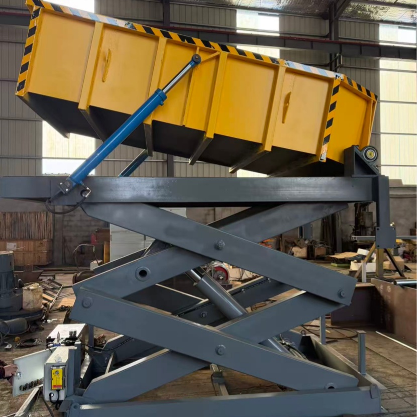 Lift Table with Tipping Bucket  Hydraulic Scissor Lift with Dump Hopper.jpg